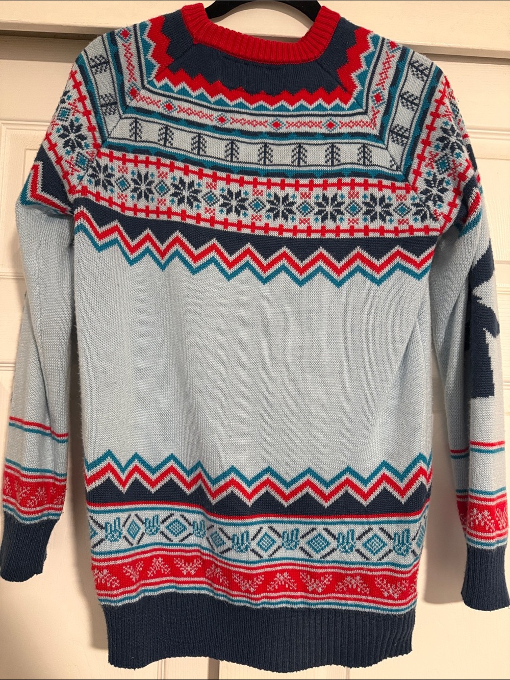 Dutch Bros Coffee Light Blue Fair Isle Knit Christmas Sweater